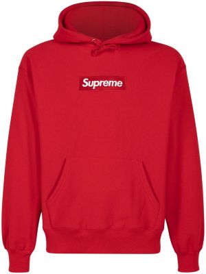 Pamučna hoodie s kapuljačom Supreme crvena
