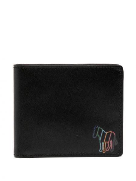 Usnjena denarnica s potiskom z zebra vzorcem Ps Paul Smith črna