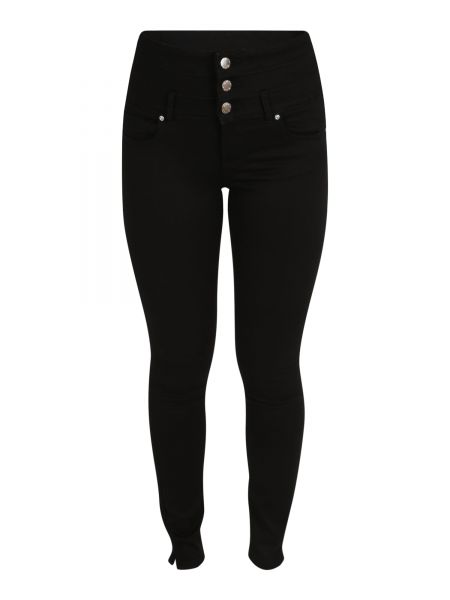 Bavlnené džínsy s vysokým pásom na zips Only Petite - čierna