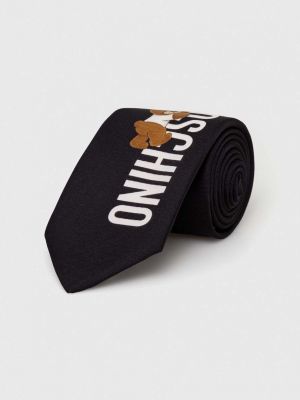 Чорна шовкова краватка Moschino