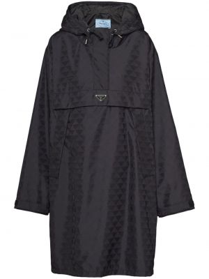 Найлоново палто с принт Prada черно