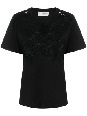 Čipkované tričko Ermanno Firenze čierna