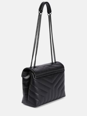 Bolsa de hombro de cuero de cuero Saint Laurent negro