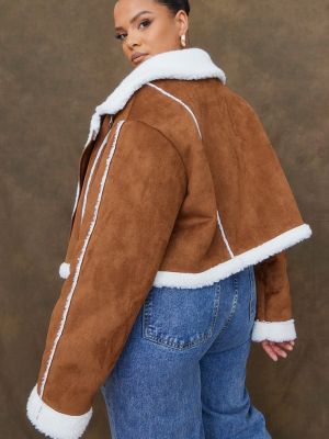 Замшевая куртка Prettylittlething коричневая
