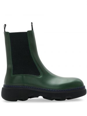Kožené členkové topánky Burberry zelená