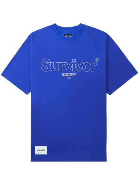 Kokvilnas t-krekls ar apdruku Izzue zils