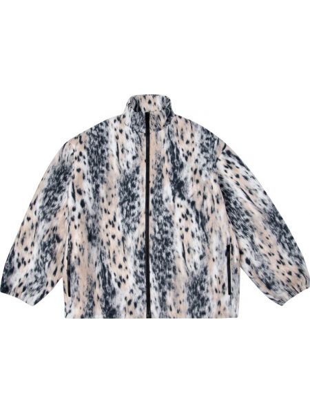 Леопардовая флисовая куртка на молнии Vetements белая