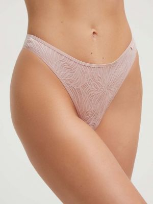 Stringi koronkowe Calvin Klein Underwear różowe