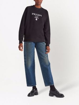 Sweatshirt aus baumwoll mit print Prada