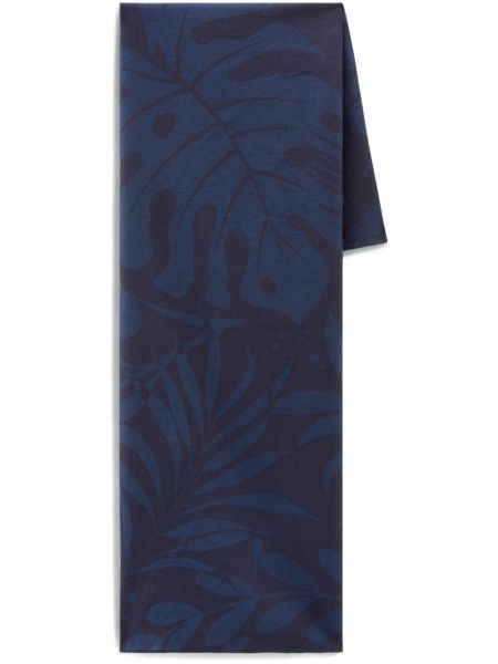 Fular din bumbac cu model floral cu imagine Woolrich albastru
