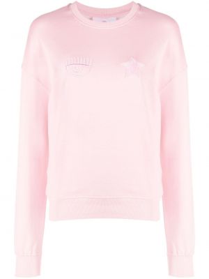 Stern sweatshirt mit stickerei aus baumwoll Chiara Ferragni pink