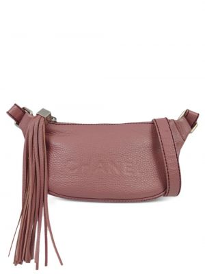Δερμάτινος ζώνη με κρόσσια Chanel Pre-owned ροζ