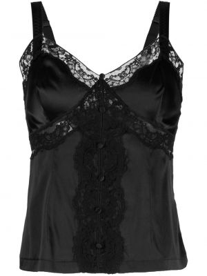 Mežģīņu zīda veste Dolce & Gabbana melns