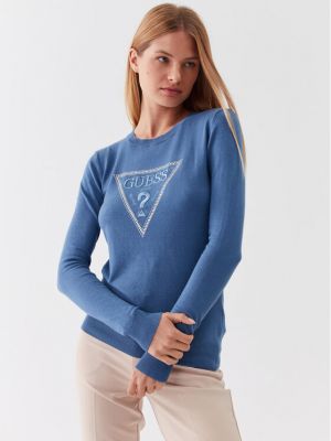 Пуловер slim Guess синьо