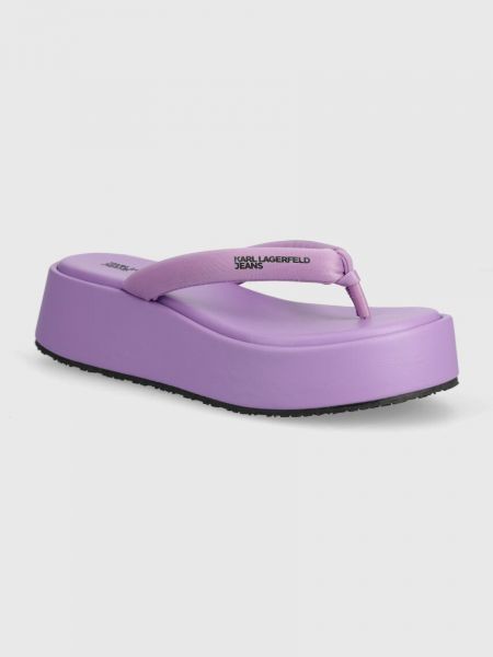 Sandale cu platformă cu pană Karl Lagerfeld Jeans violet