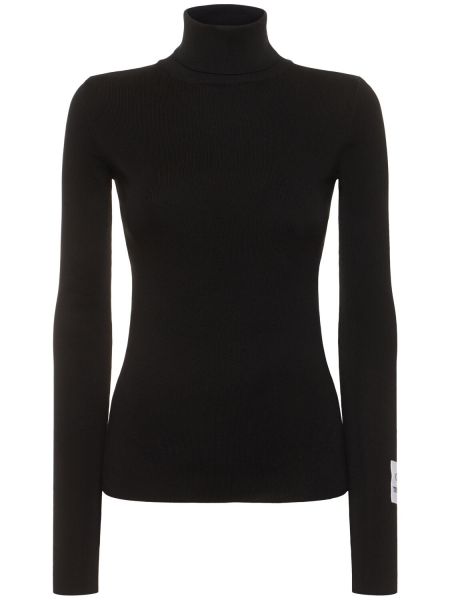 Suéter de algodón de punto con cuello alto Moschino negro