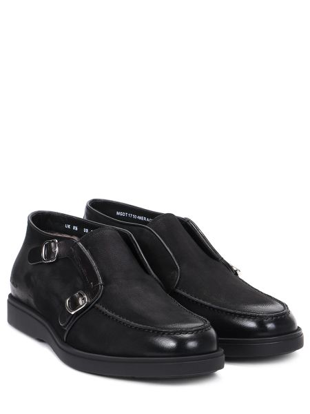Кожаные ботинки с мехом Santoni черные