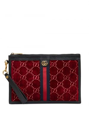 Zamatová listová kabelka Gucci Pre-owned červená