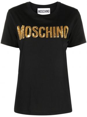 Pamut póló Moschino fekete