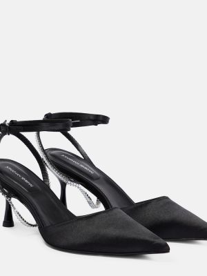 Pantofi pumps cu toc din satin din piele de cristal Jonathan Simkhai - negru