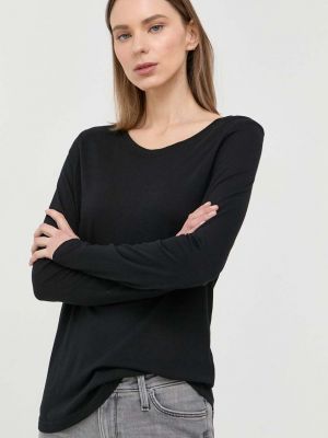 Hosszú ujjú kötött pamut hosszú ujjú póló Mustang - fekete