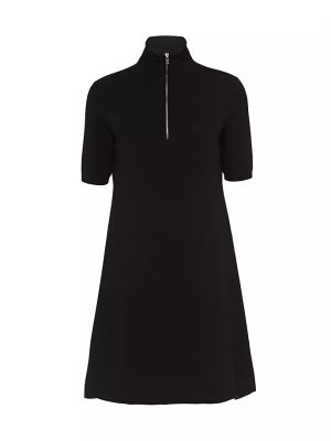 Шерстяное платье из вискозы Prada черное