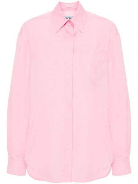 Chemise en jean à imprimé de motif coeur Moschino Jeans rose