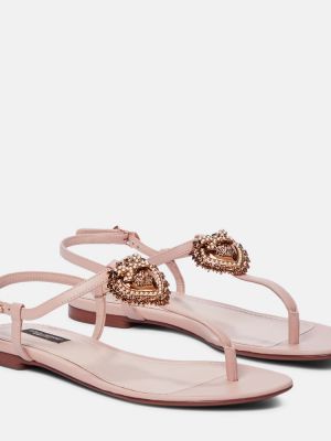Kožené sandále Dolce&gabbana ružová