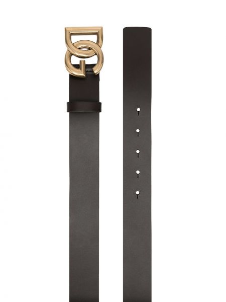 Kožený pásek s přezkou Dolce & Gabbana hnědý