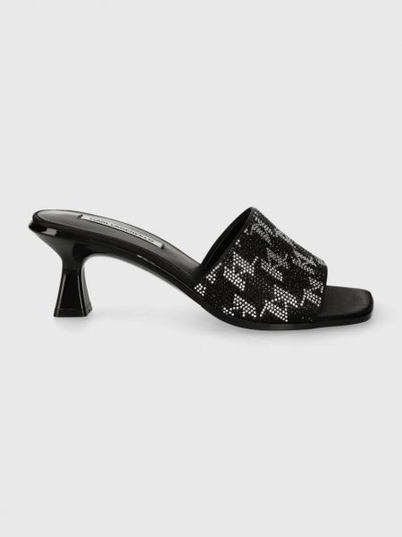 Pantofle na podpatku Karl Lagerfeld černé