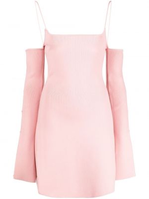 Koktel haljina s mašnom s kristalima Mach & Mach ružičasta