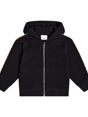 Jersey bomull hettegenser for gutter Burberry Kids svart