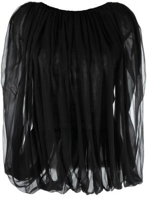 Плисирана копринена блуза Rick Owens черно
