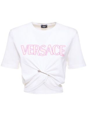 Bavlněné tričko s potiskem Versace bílé