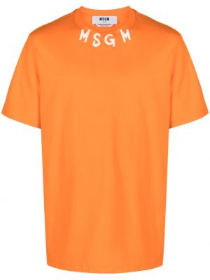 Kokvilnas t-krekls ar apdruku Msgm oranžs