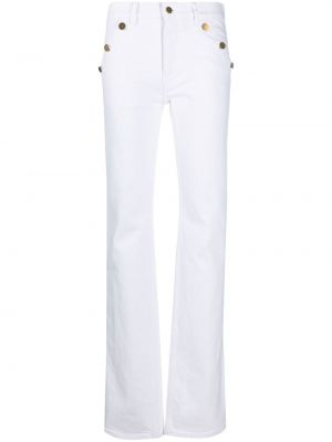 Bavlnené džínsy s rovným strihom na gombíky s opaskom Filippa K - biela