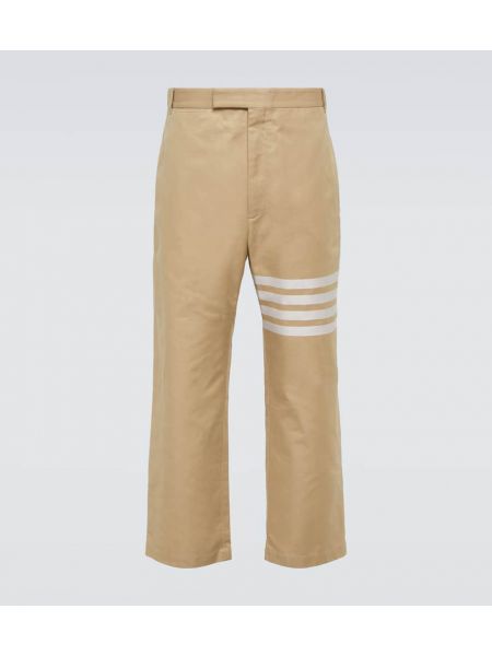 Βαμβακερό παντελόνι με ίσιο πόδι Thom Browne καφέ