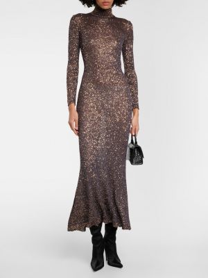 Трикотажное длинное платье Balenciaga коричневое