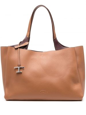 Lær shoppingbag Tod's brun