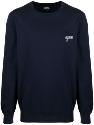 Пуловер с кръгло деколте A.p.c. синьо