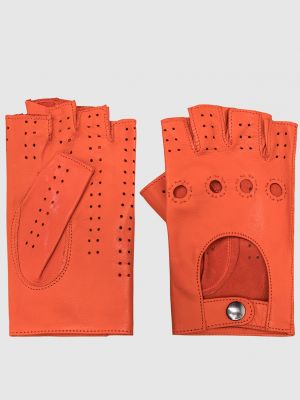 Оранжевые кожаные перчатки Caridei