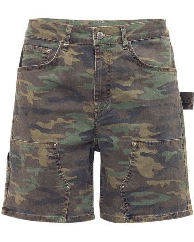 Pantalones cortos de algodón con estampado de camuflaje Flâneur verde