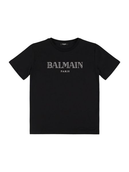 T-shirt i bomull i jersey för tjejer Balmain svart