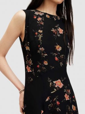 Midi haljina s cvjetnim printom Allsaints crna