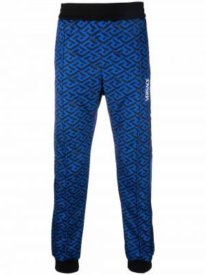 Pantaloni con stampa Versace blu
