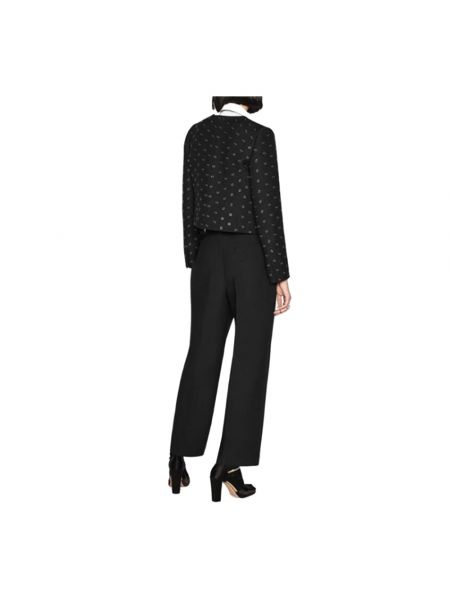Pantalones rectos de lana de seda Dior negro