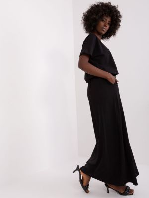 Dlouhé šaty s krátkými rukávy Fashionhunters černé