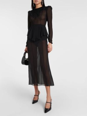 Μεταξωτή μίντι φόρεμα Alessandra Rich μαύρο