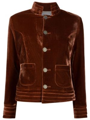 Žametna jakna z gumbi iz rebrastega žameta Isolda rjava