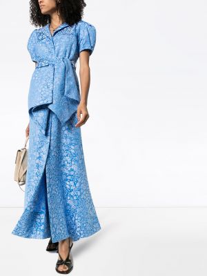 Vestido largo de tejido jacquard Rosie Assoulin azul